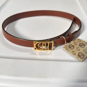 NWT Vintage Stefano Ricci Brown Colored Gold Colored Buckle Belt